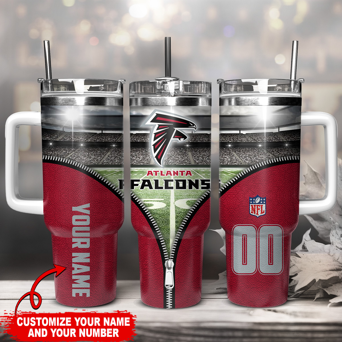 Atlanta Falcons NFL Custom Stanley Quencher 40oz Stainless Steel Tumbler With Handle