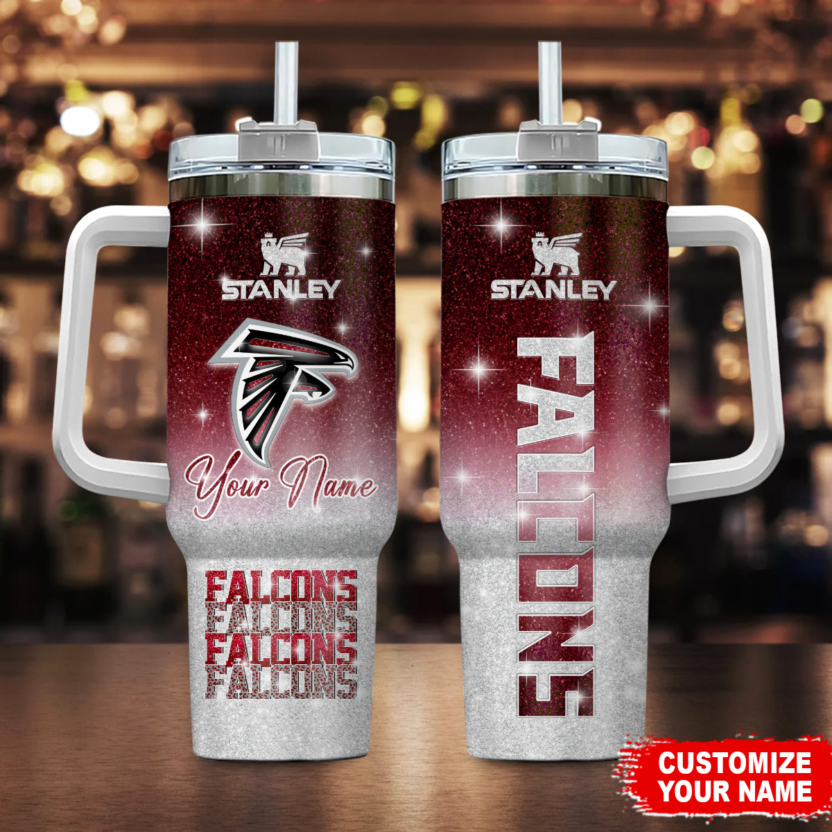 Atlanta Falcons NFL Custom Stanley Quencher 40oz Stainless Steel Tumbler With Handle
