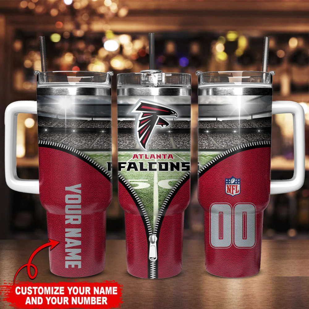 Atlanta Falcons NFL Custom Stanley Quencher 40oz Stainless Steel Tumbler With Handle