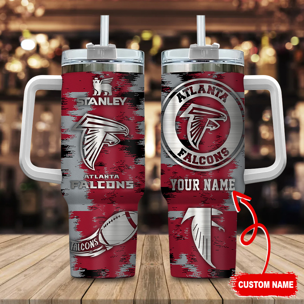 Atlanta Falcons NFL Custom Stanley Quencher 40oz Stainless Steel Tumbler With Handle