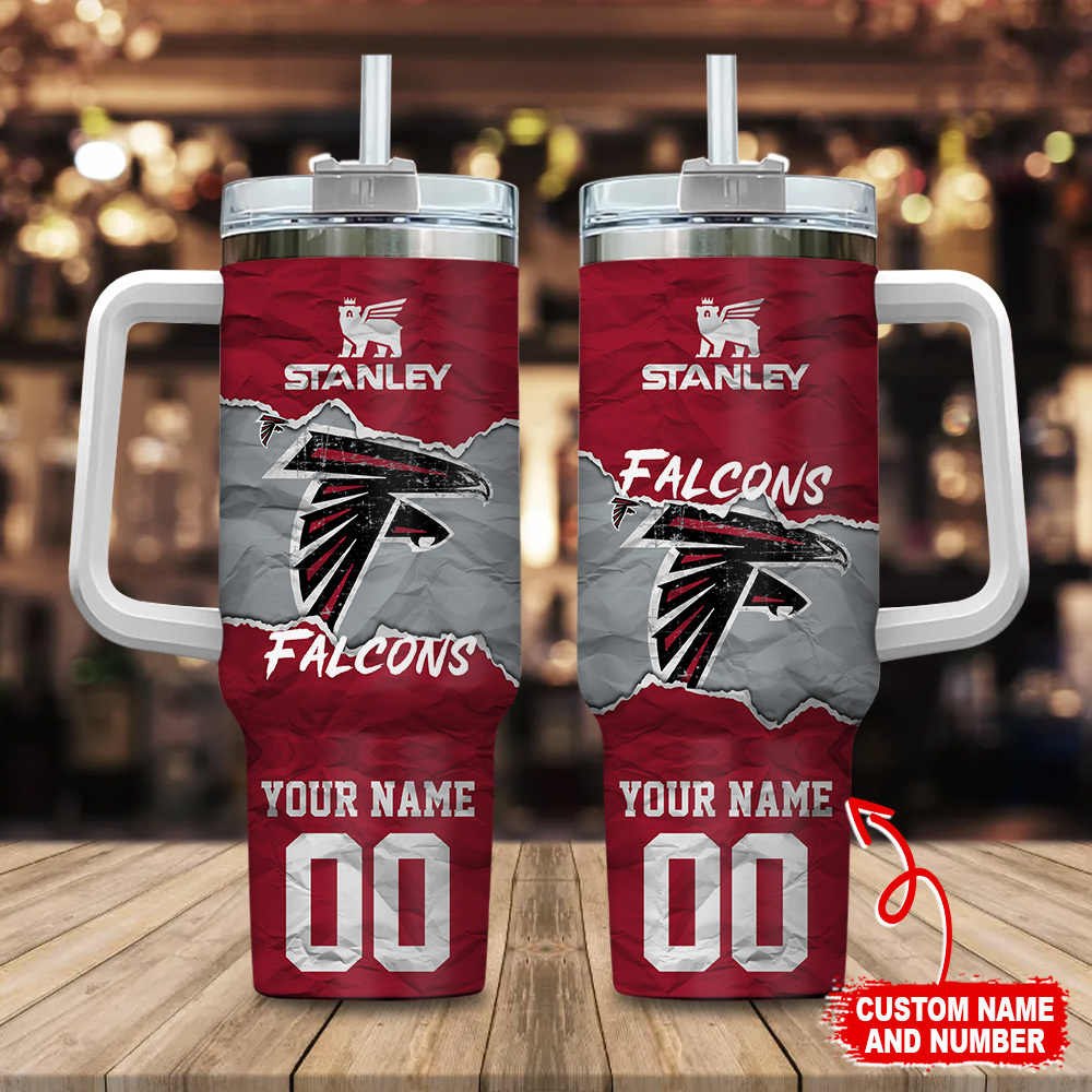 Atlanta Falcons NFL Custom Stanley Quencher 40oz Stainless Steel Tumbler With Handle