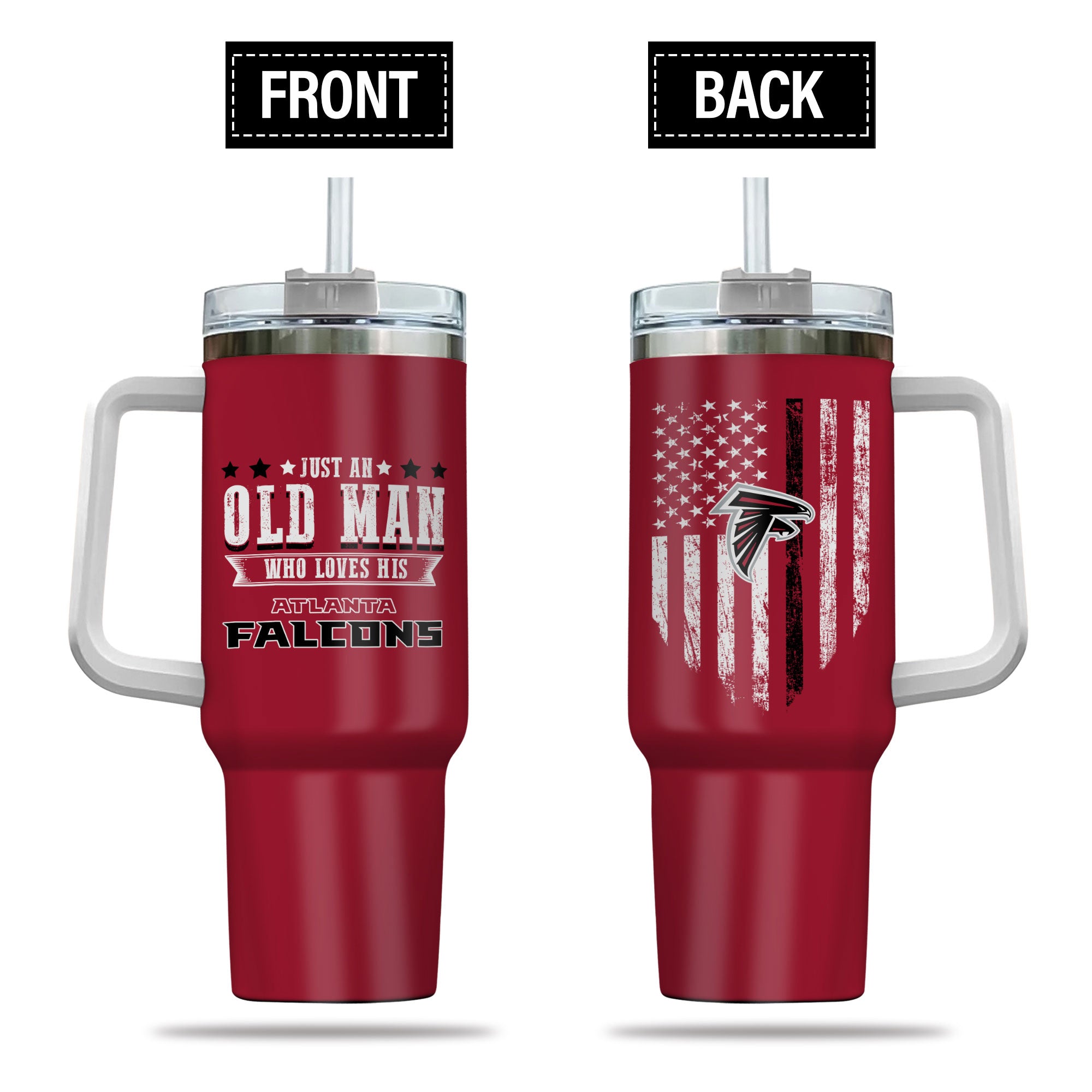 Atlanta Falcons NFL Custom Stanley Quencher 40oz Stainless Steel Tumbler With Handle