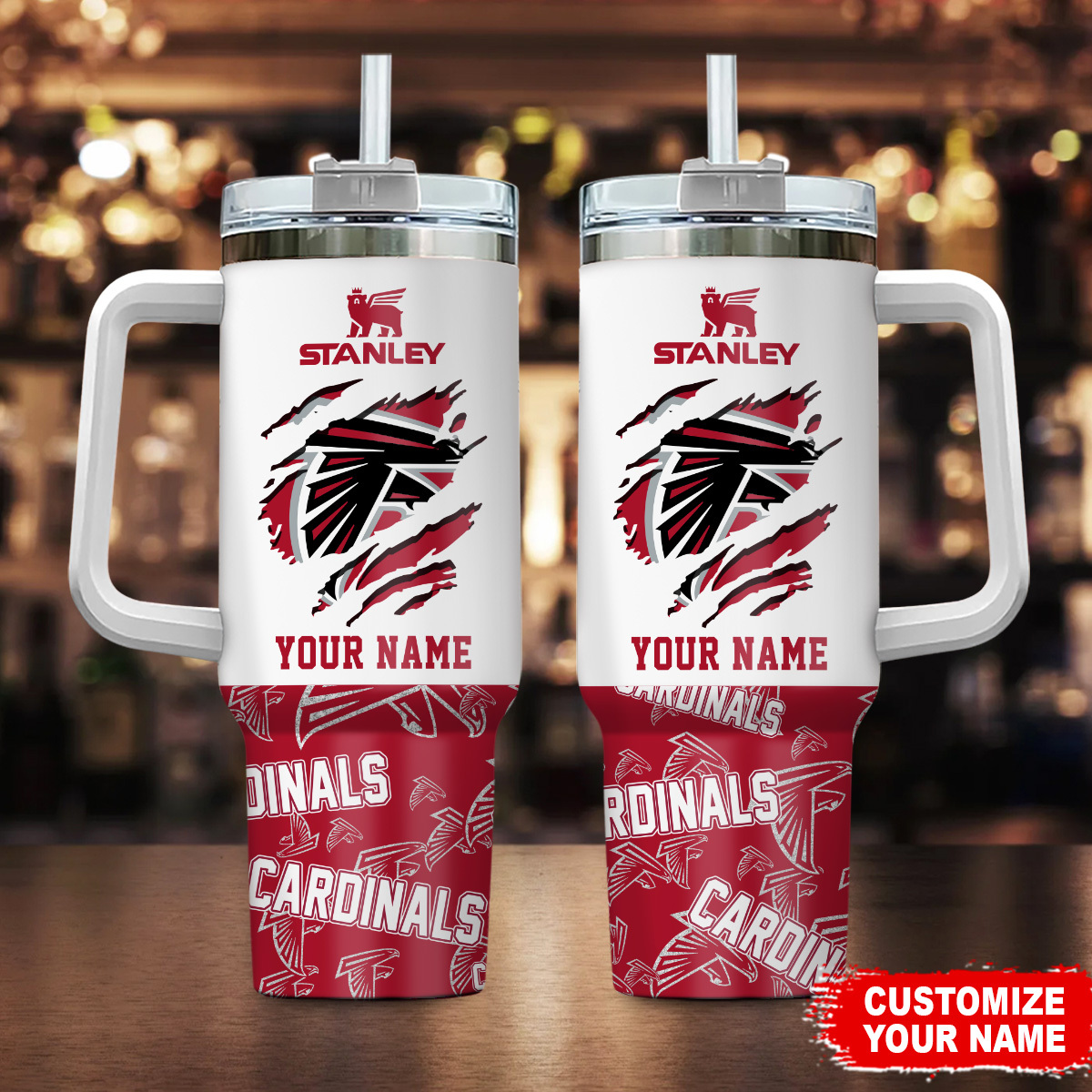Atlanta Falcons NFL Custom Stanley Quencher 40oz Stainless Steel Tumbler With Handle