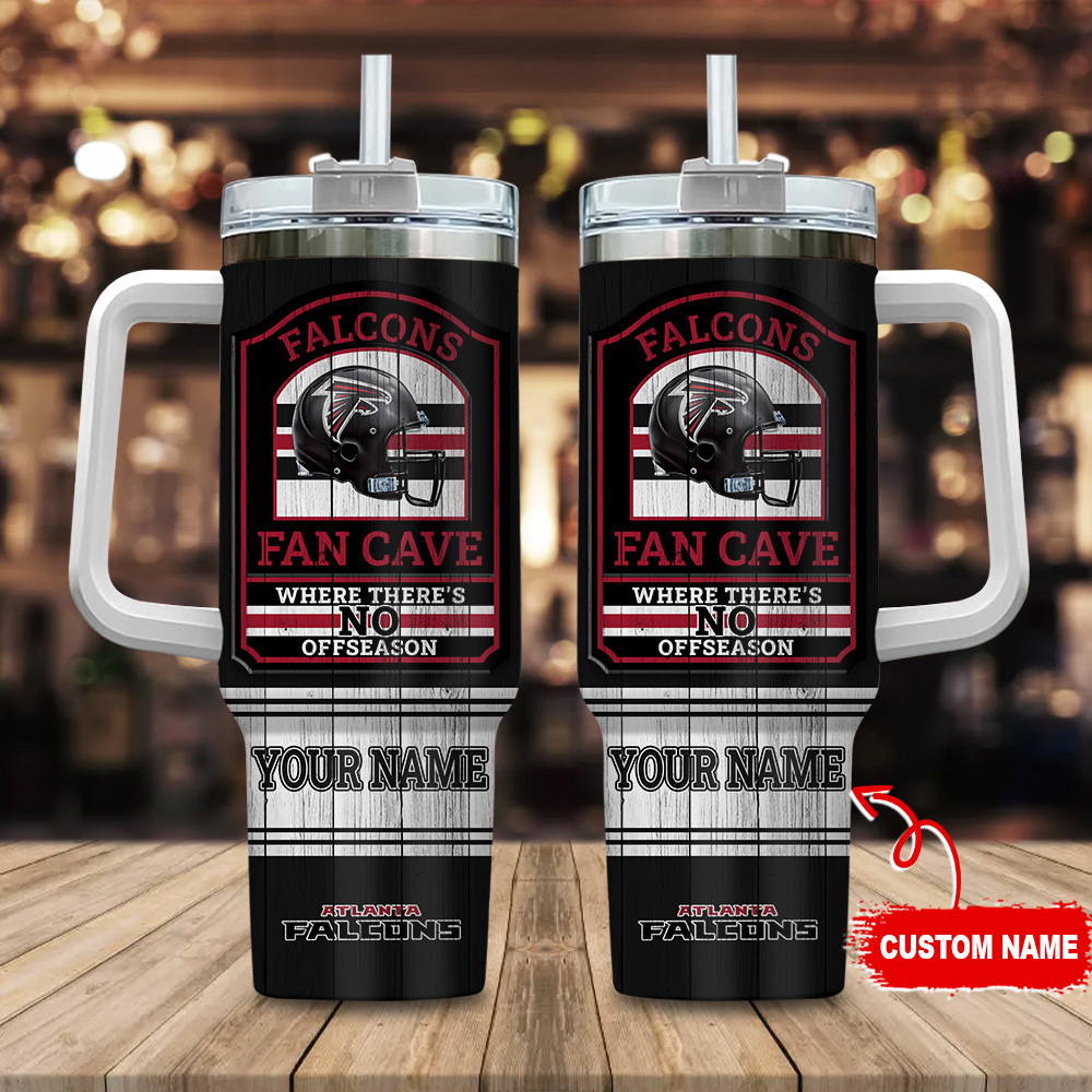 Atlanta Falcons NFL Fan Cave Custom Stanley Quencher 40oz Stainless Steel Tumbler With Handle