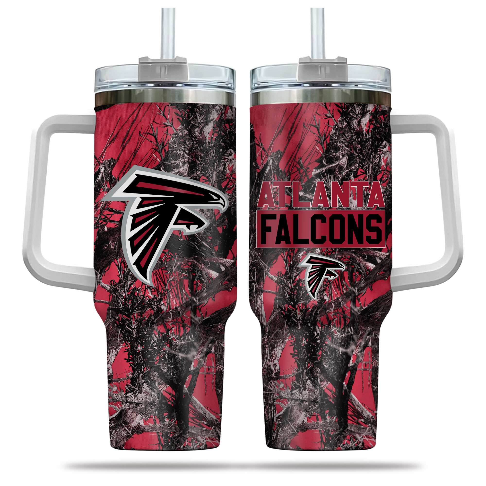 Atlanta Falcons NFL Hunting Custom Stanley Quencher 40oz Stainless Steel Tumbler With Handle