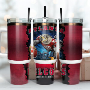 Atlanta Falcons NFL Mascot Custom Stanley Quencher 40oz Stainless Steel Tumbler With Handle