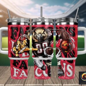 Atlanta Falcons NFL Mascot Custom Stanley Quencher 40oz Stainless Steel Tumbler With Handle
