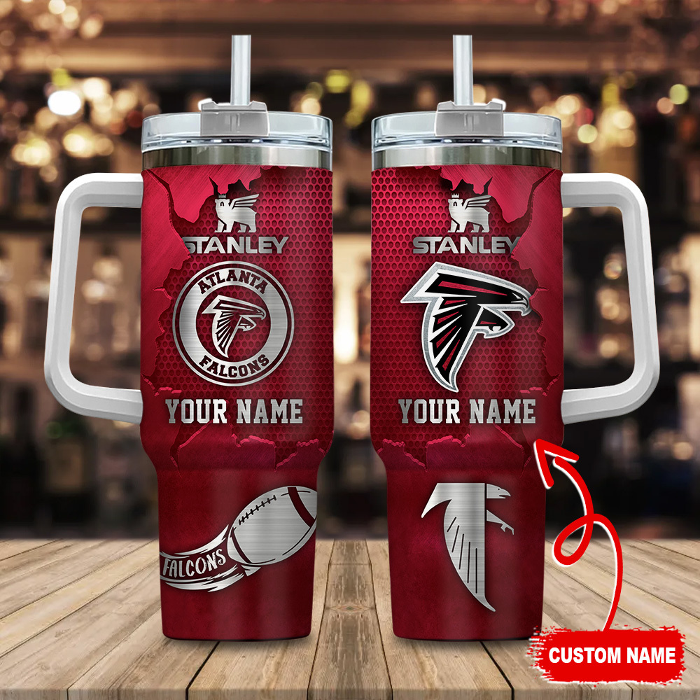 Atlanta Falcons NFL Metal Style Custom Stanley Quencher 40oz Stainless Steel Tumbler With Handle