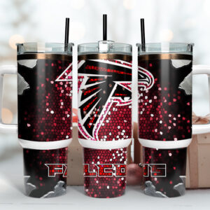 Atlanta Falcons NFL Stained Glass Effect Custom Stanley Quencher 40oz Stainless Steel Tumbler With Handle