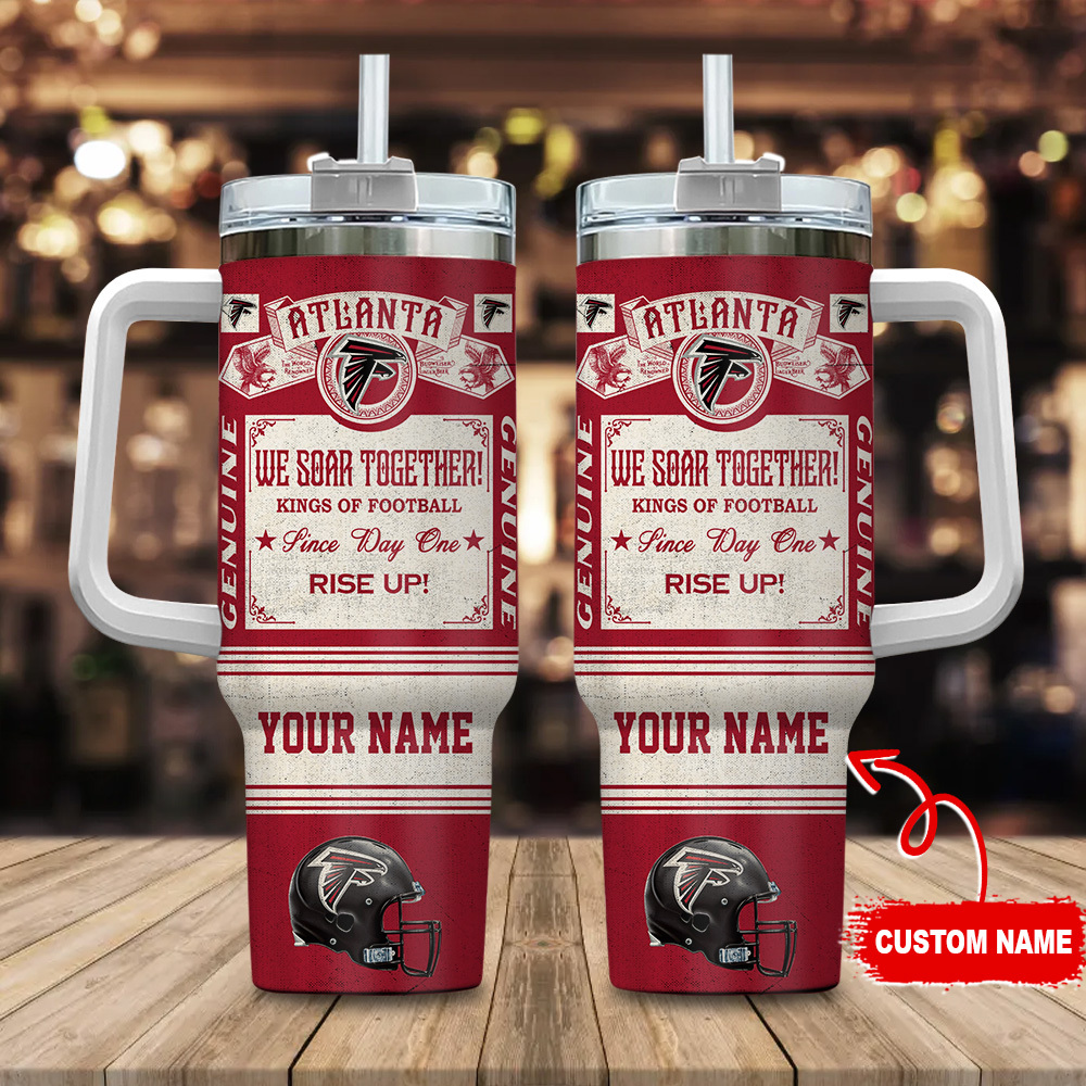 Atlanta Falcons NFL Vintage Kings Of Football Custom Stanley Quencher 40oz Stainless Steel Tumbler With Handle