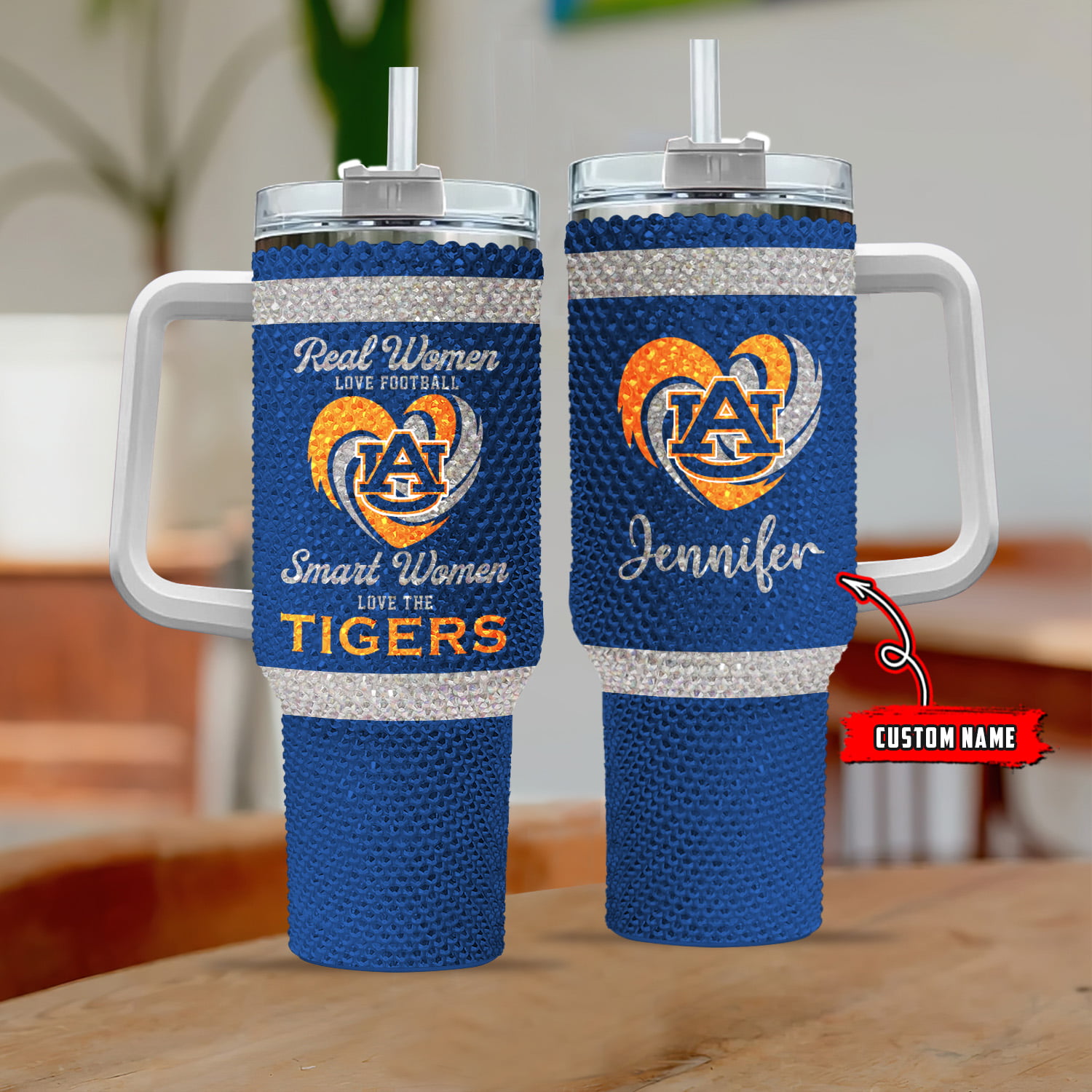 Auburn Tigers NCAA Custom Stanley Quencher 40oz Stainless Steel Tumbler With Handle