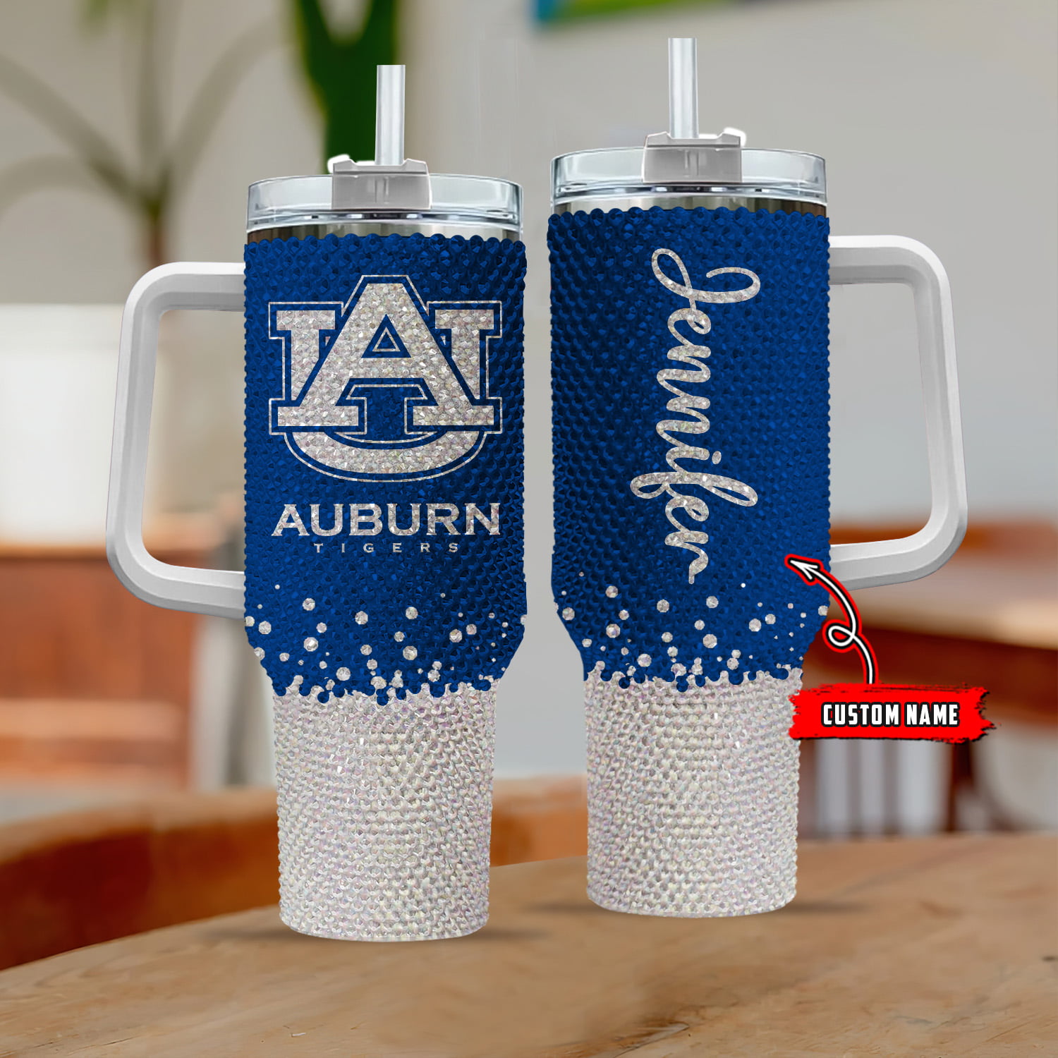 Auburn Tigers NCAA Custom Stanley Quencher 40oz Stainless Steel Tumbler With Handle