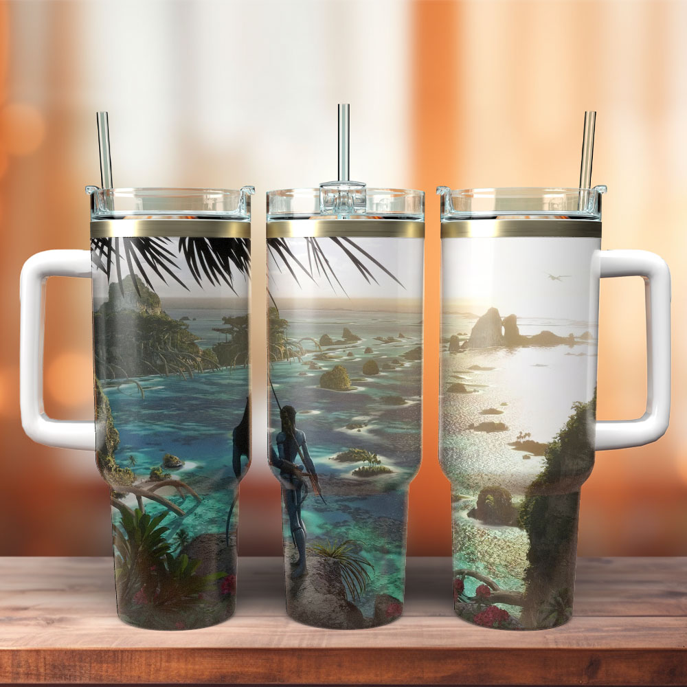 Avatar The Way Of Water Movie Custom Stanley Quencher 40oz Stainless Steel Tumbler With Handle