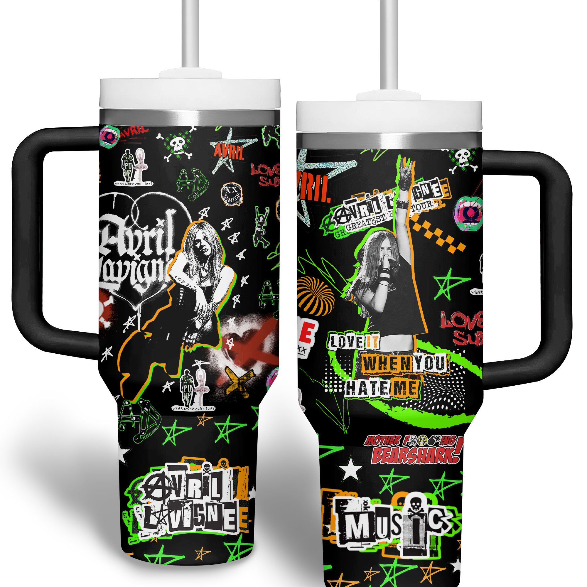 Avril Lavigne Music Custom Stanley Quencher 40oz Stainless Steel Tumbler With Handle