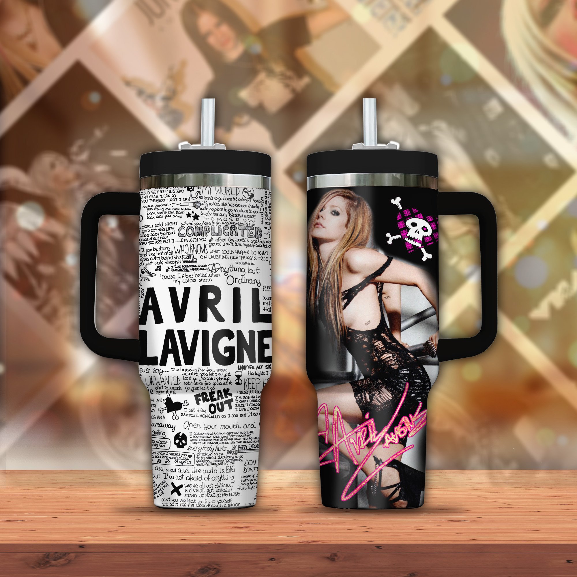 Avril Lavigne Music Custom Stanley Quencher 40oz Stainless Steel Tumbler With Handle