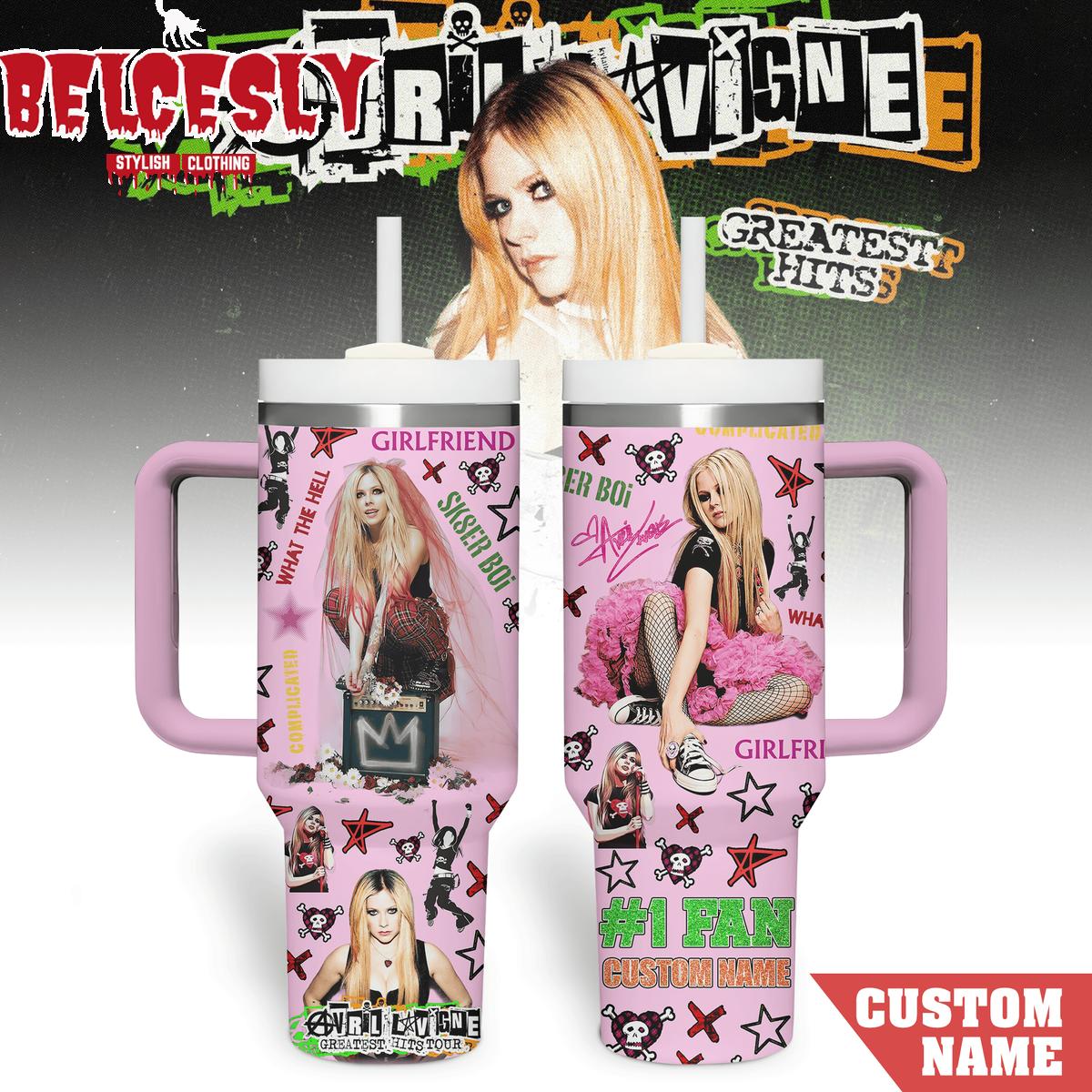 Avril Lavigne Music Custom Stanley Quencher 40oz Stainless Steel Tumbler With Handle
