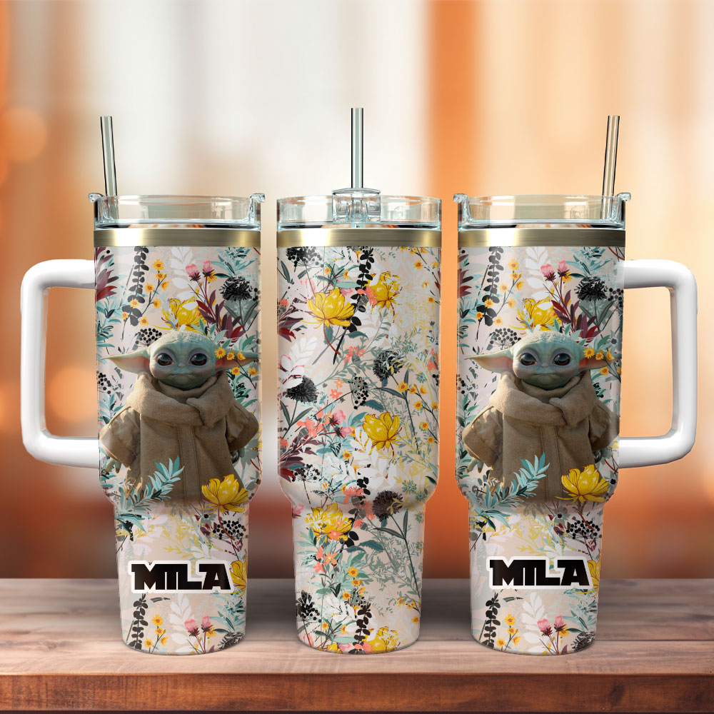 Baby Yoda Star War Movie Custom Stanley Quencher 40oz Stainless Steel Tumbler With Handle