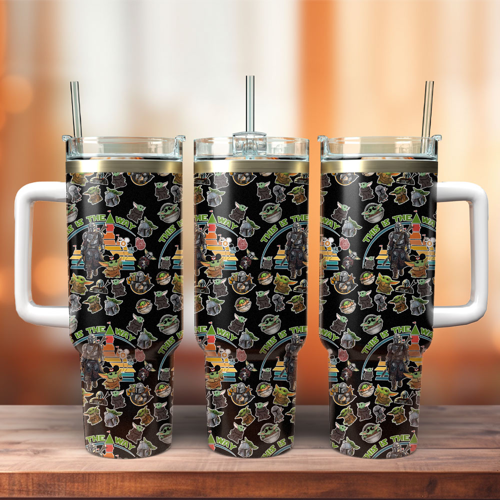 Baby Yoda Star Wars Movie Custom Stanley Quencher 40oz Stainless Steel Tumbler With Handle