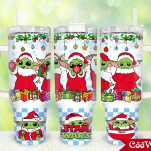 Baby Yoda Star Wars Movies Custom Stanley Quencher 40oz Stainless Steel Tumbler With Handle