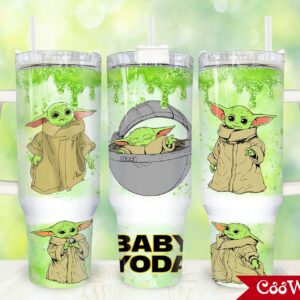 Baby Yoda Star Wars Movies Custom Stanley Quencher 40oz Stainless Steel Tumbler With Handle
