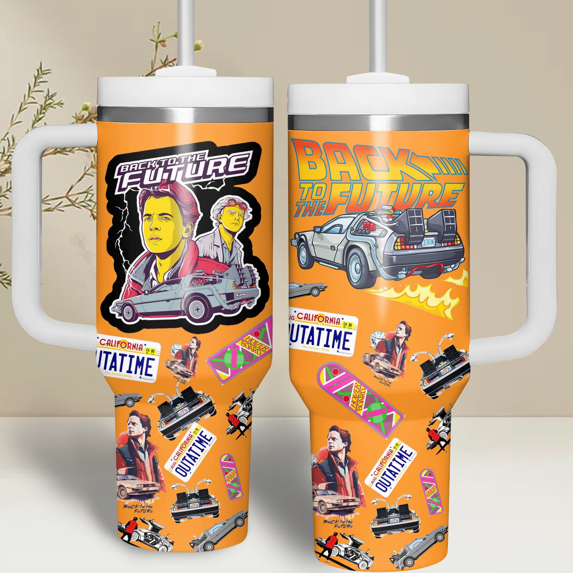 Back to the Future Movies Custom Stanley Quencher 40oz Stainless Steel Tumbler With Handle