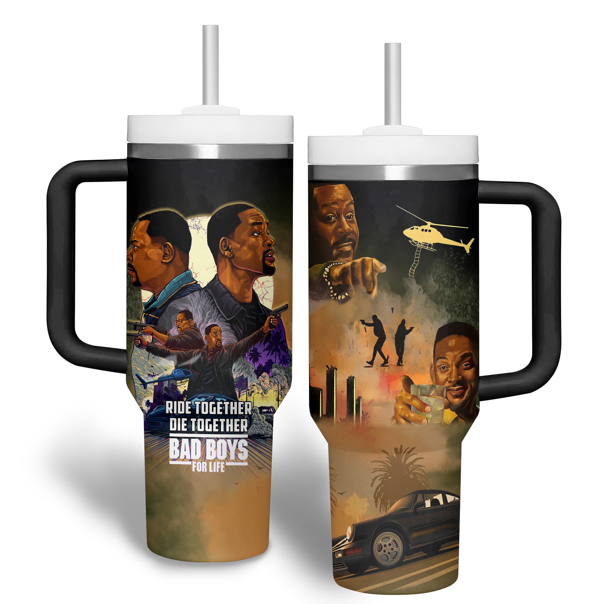 Bad Boys Movies Custom Stanley Quencher 40oz Stainless Steel Tumbler With Handle