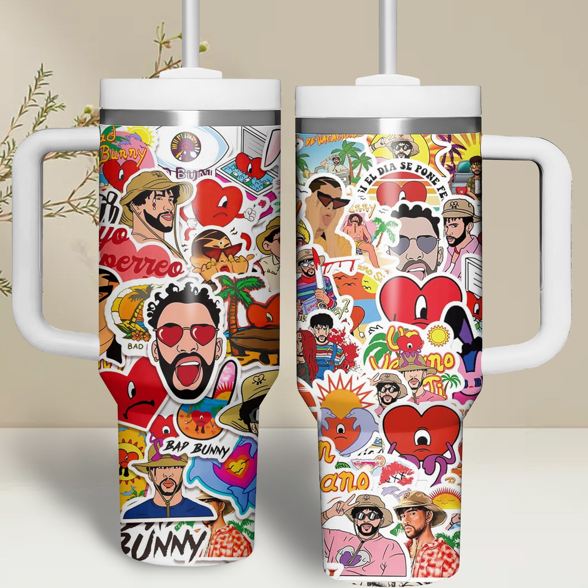 Bad Bunny Music Custom Stanley Quencher 40oz Stainless Steel Tumbler With Handle