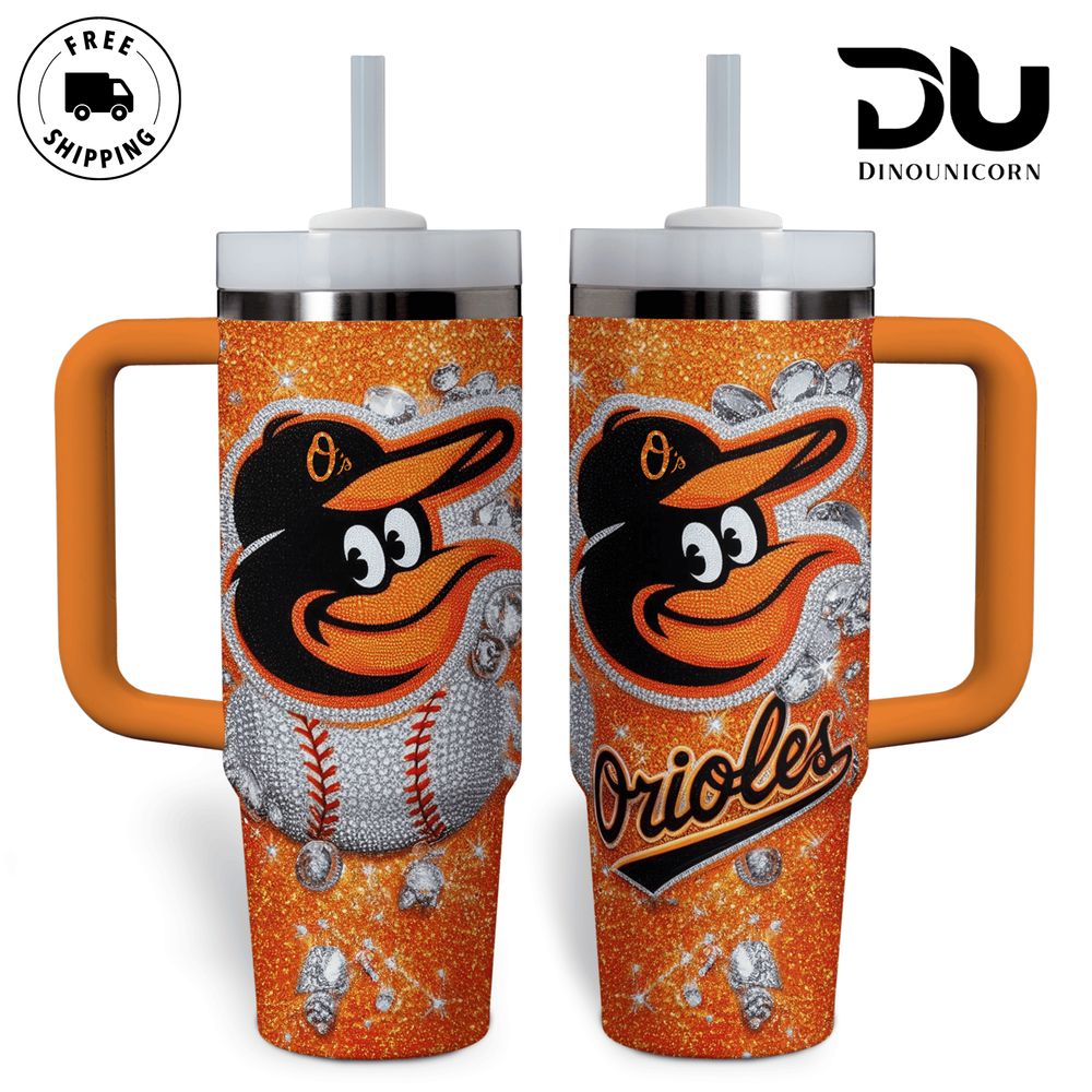 Baltimore Orioles MLB Custom Stanley Quencher 40oz Stainless Steel Tumbler With Handle