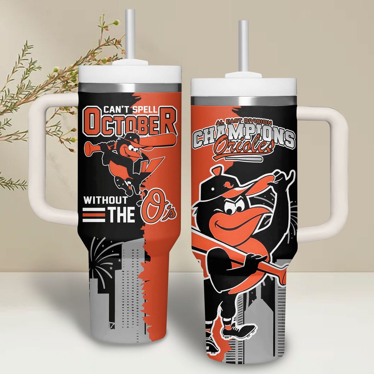Baltimore Orioles MLB Custom Stanley Quencher 40oz Stainless Steel Tumbler With Handle