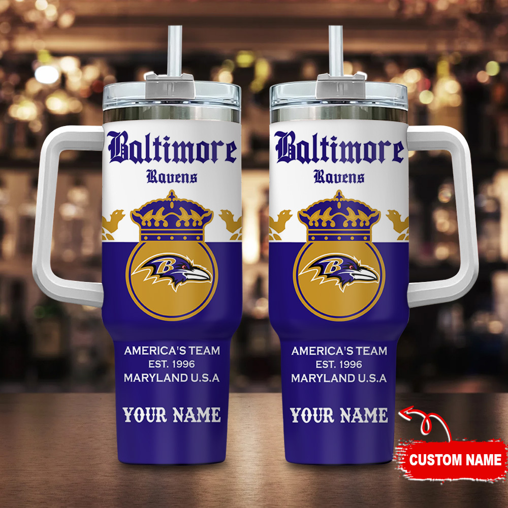 Baltimore Ravens NFL Corona Extra Custom Stanley Quencher 40oz Stainless Steel Tumbler With Handle