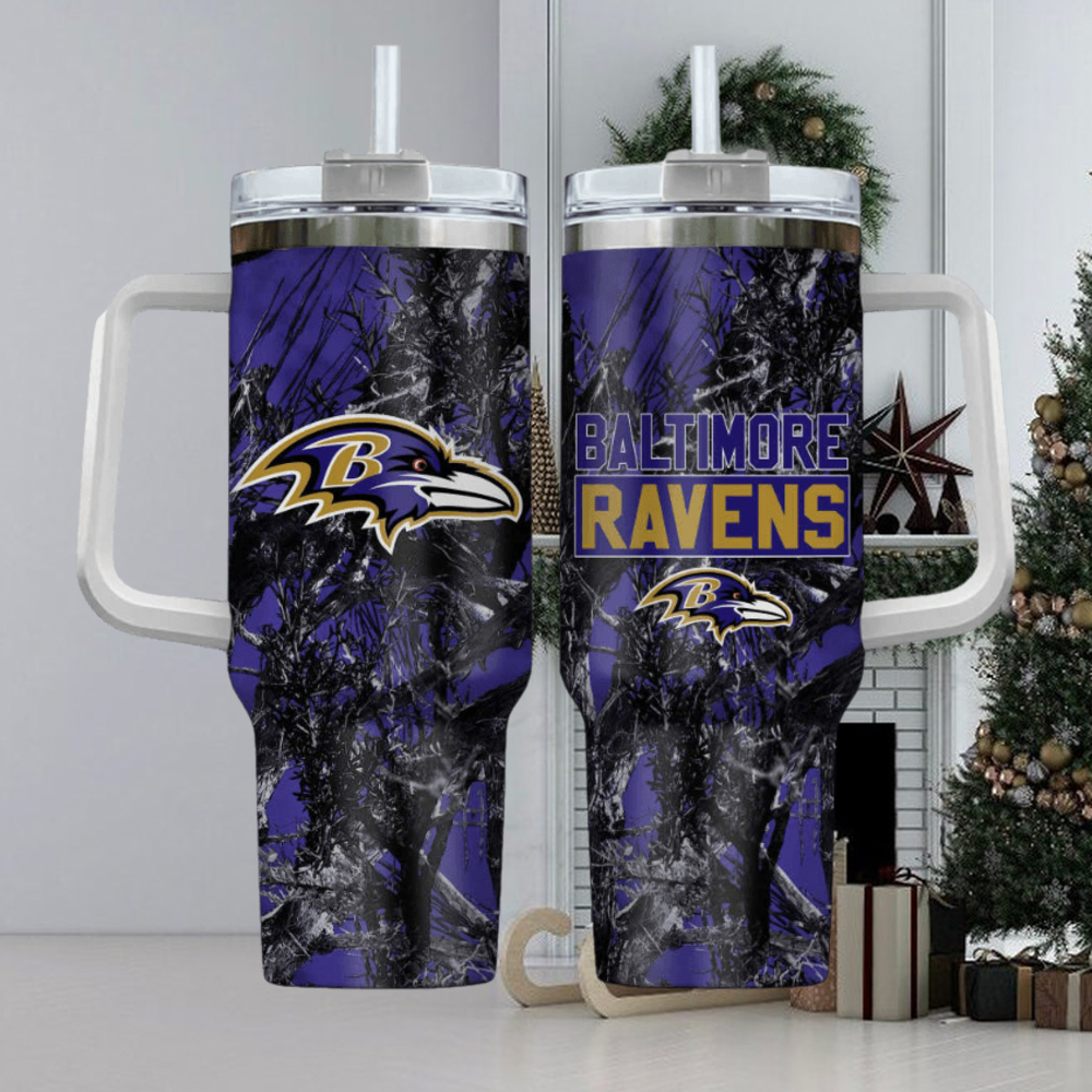 Baltimore Ravens NFL Custom Stanley Quencher 40oz Stainless Steel Tumbler With Handle
