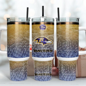 Baltimore Ravens NFL Custom Stanley Quencher 40oz Stainless Steel Tumbler With Handle