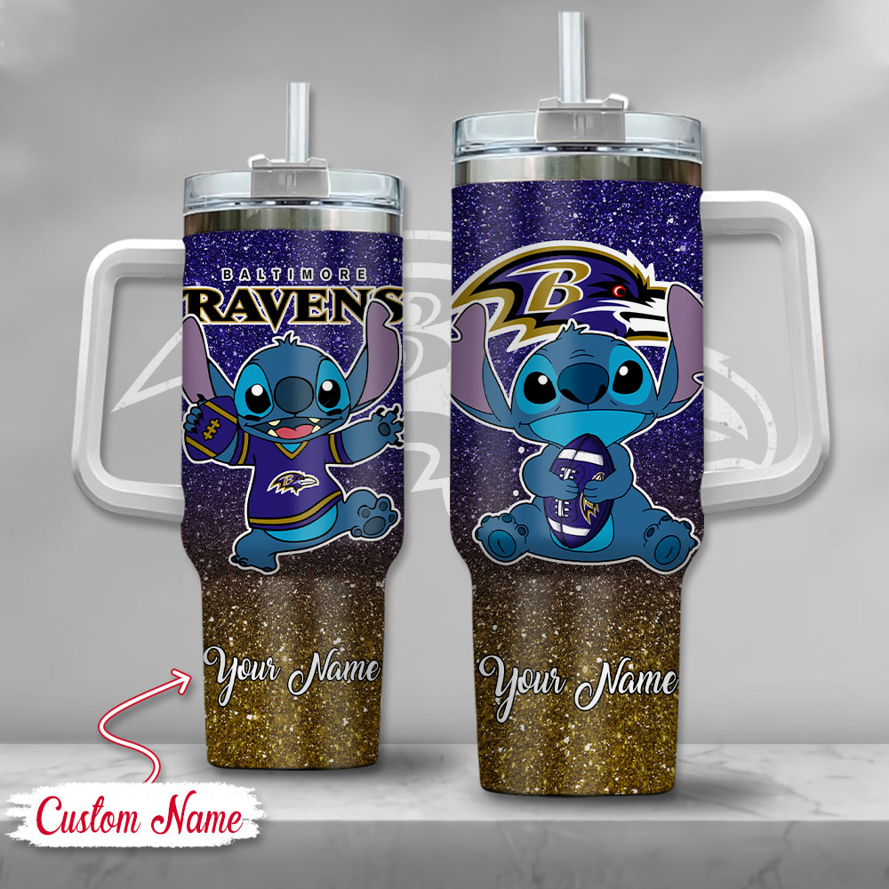 Baltimore Ravens NFL Custom Stanley Quencher 40oz Stainless Steel Tumbler With Handle