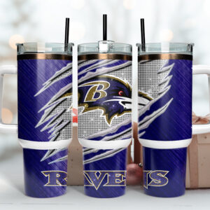 Baltimore Ravens NFL Custom Stanley Quencher 40oz Stainless Steel Tumbler With Handle