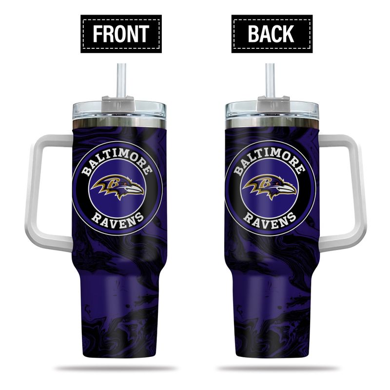 Baltimore Ravens NFL Custom Stanley Quencher 40oz Stainless Steel Tumbler With Handle