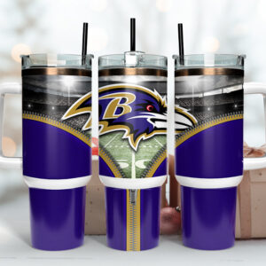 Baltimore Ravens NFL Custom Stanley Quencher 40oz Stainless Steel Tumbler With Handle