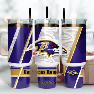 Baltimore Ravens NFL Custom Stanley Quencher 40oz Stainless Steel Tumbler With Handle