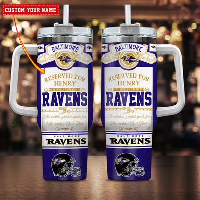 Baltimore Ravens NFL Custom Stanley Quencher 40oz Stainless Steel Tumbler With Handle