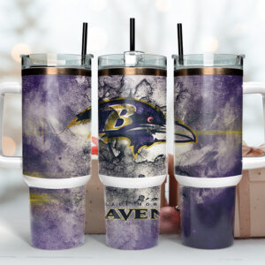 Baltimore Ravens NFL Custom Stanley Quencher 40oz Stainless Steel Tumbler With Handle