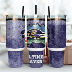 Baltimore Ravens NFL Custom Stanley Quencher 40oz Stainless Steel Tumbler With Handle