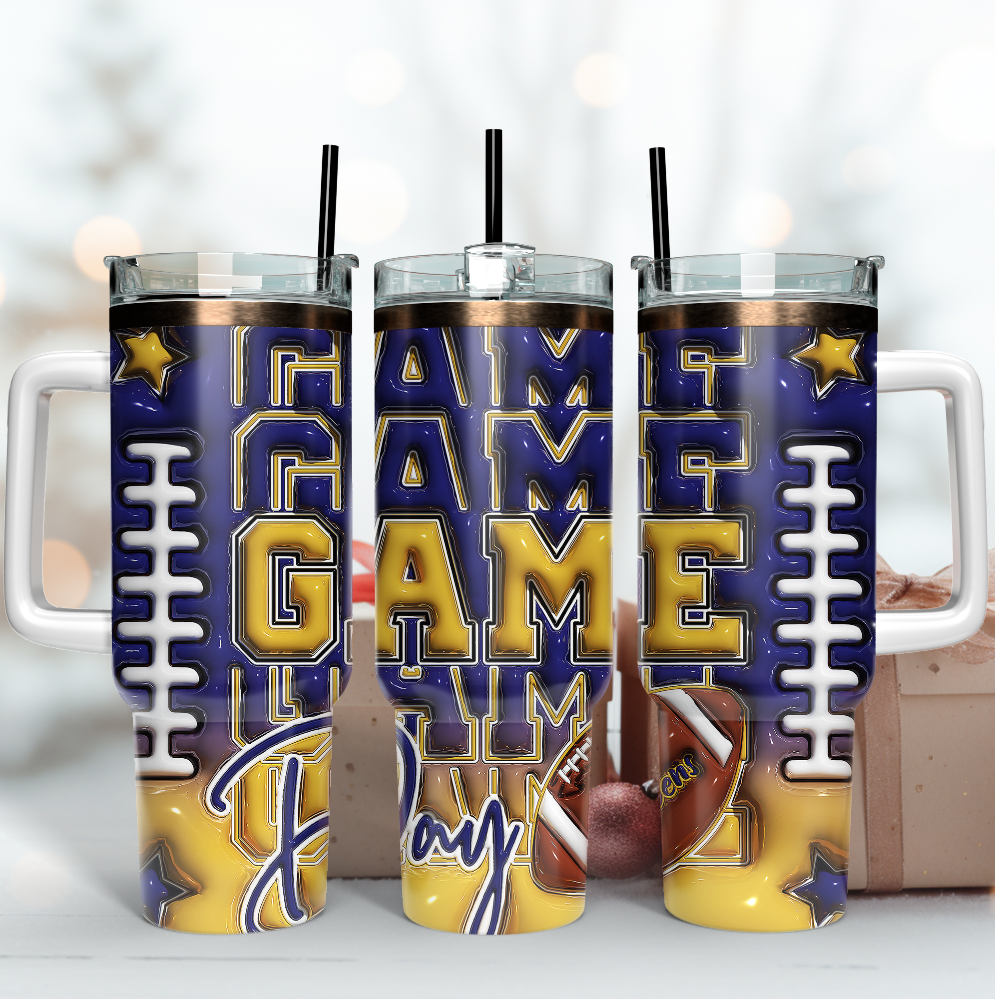 Baltimore Ravens NFL Game Day Custom Stanley Quencher 40oz Stainless Steel Tumbler With Handle