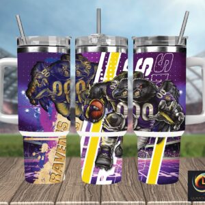 Baltimore Ravens NFL Mascot Custom Stanley Quencher 40oz Stainless Steel Tumbler With Handle