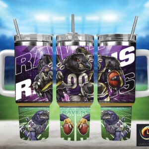 Baltimore Ravens NFL Mascot Custom Stanley Quencher 40oz Stainless Steel Tumbler With Handle