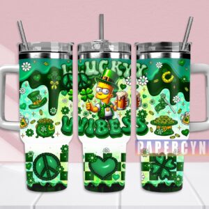 Bart Simpson Custom Stanley Quencher 40oz Stainless Steel Tumbler With Handle