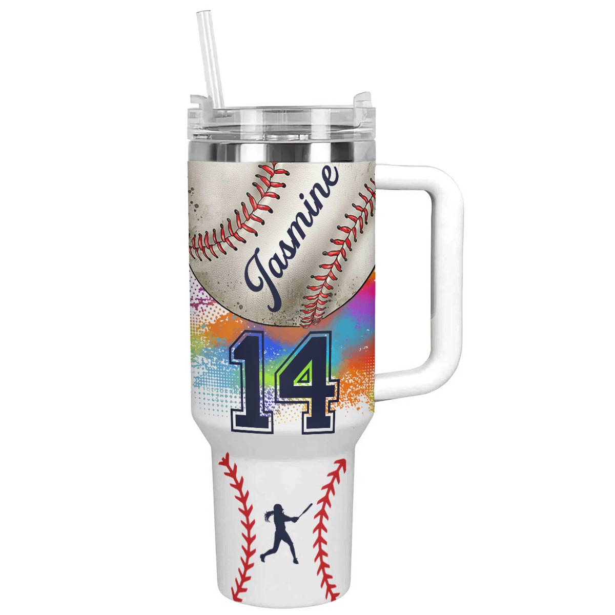 Baseball Custom Stanley Quencher 40oz Stainless Steel Tumbler With Handle