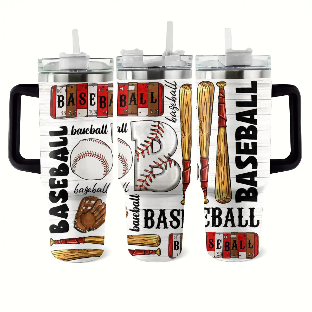 Baseball Custom Stanley Quencher 40oz Stainless Steel Tumbler With Handle