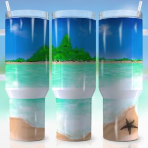 Beach Island Custom Stanley Quencher 40oz Stainless Steel Tumbler With Handle