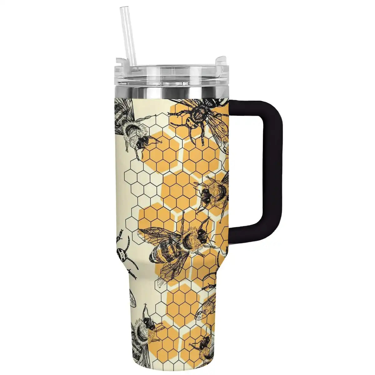 Bee Custom Stanley Quencher 40oz Stainless Steel Tumbler With Handle