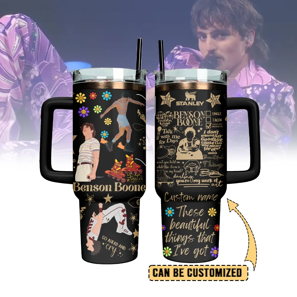 Benson Boone Custom Stanley Quencher 40oz Stainless Steel Tumbler With Handle