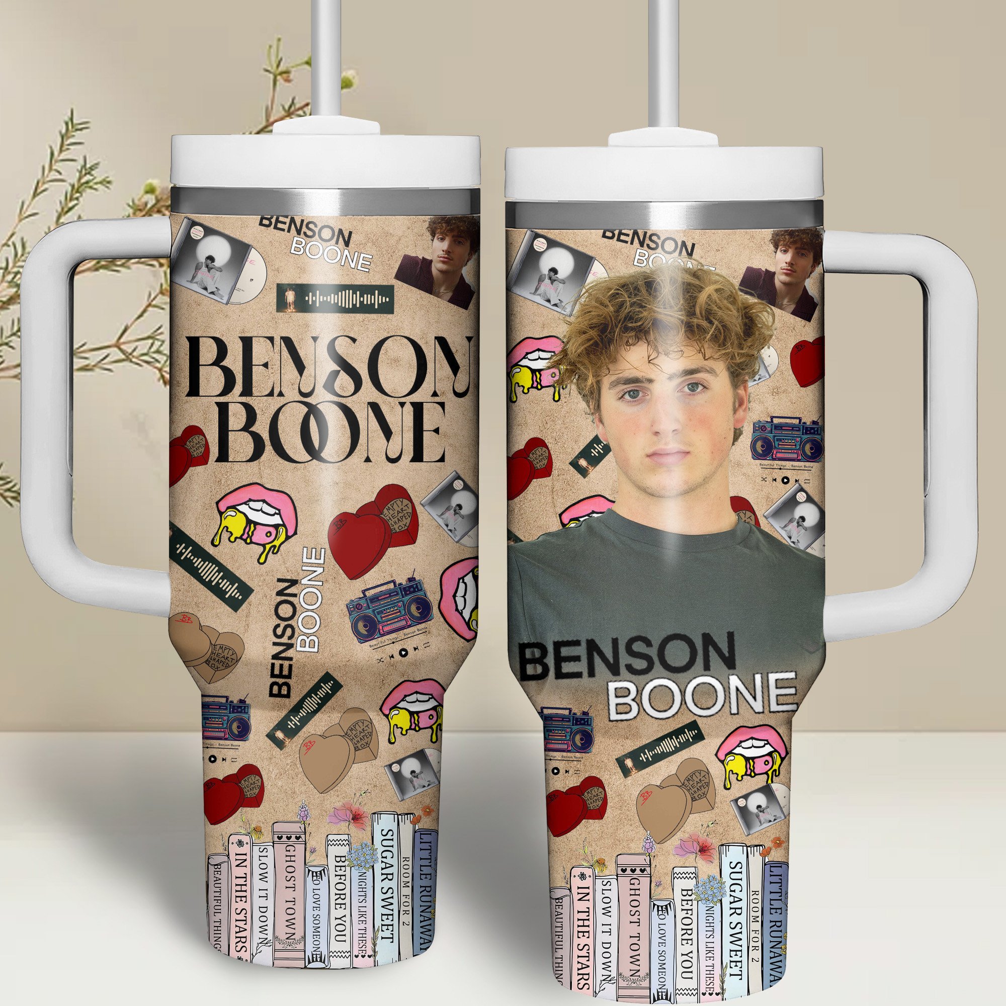 Benson Boone Music Custom Stanley Quencher 40oz Stainless Steel Tumbler With Handle